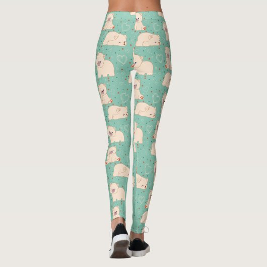 Cute White Beren Pattern Leggings (Achterkant)