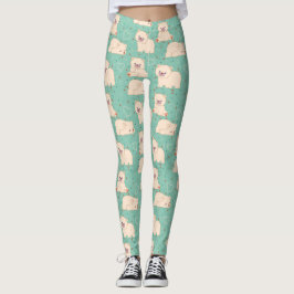 Cute White Beren Pattern Leggings