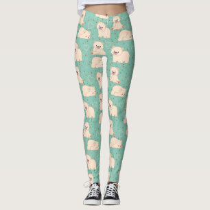 Cute White Beren Pattern Leggings