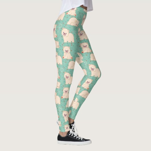 Cute White Beren Pattern Leggings (Rechts)