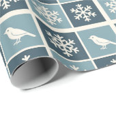 Cute White Birds & Snowflakes Christmas Winter  Cadeaupapier (Rol Hoek)
