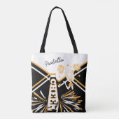 Cute White, Black and Gold Cheerleader Design Tote Bag (Achterkant)