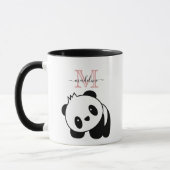 Cute White Black Panda Modern Pink Monogram Mok (Links)