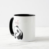 Cute White Black Panda Modern Pink Monogram Mok (Voorkant links)