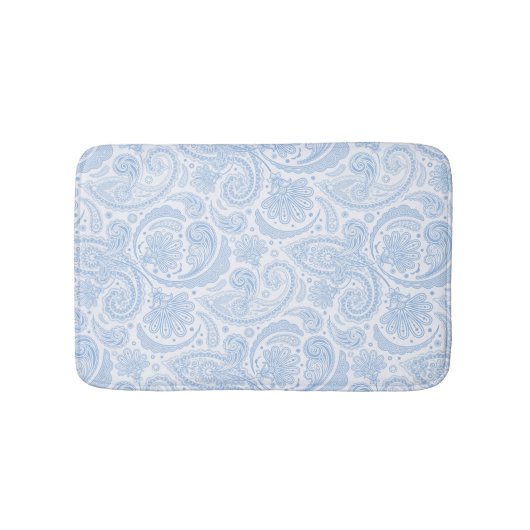 Cute white blue paisley Patroon Badmat (Voorkant)