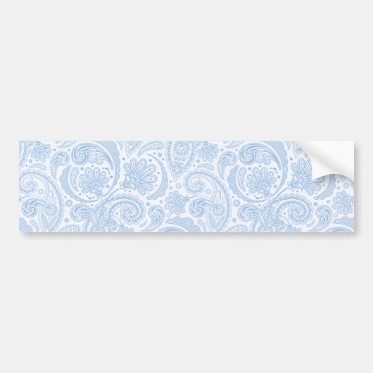 Cute white blue paisley Patroon Bumpersticker (Voorkant)