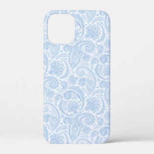 Cute white blue paisley Patroon Case-Mate iPhone Case