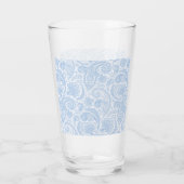 Cute white blue paisley Patroon Glas (Achterkant)
