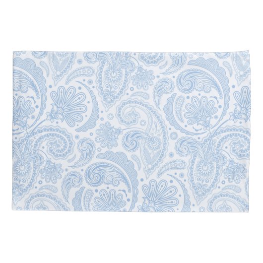 Cute white blue paisley Patroon Kussensloop (Achterkant-Links)