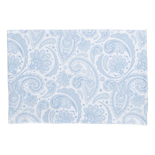 Cute white blue paisley Patroon Kussensloop (Voorkant-Links)