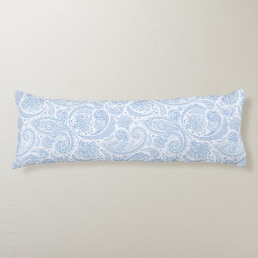 Cute white blue paisley Patroon Lichaamskussen (Voorkant)