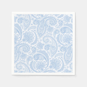 Cute white blue paisley Patroon Servet