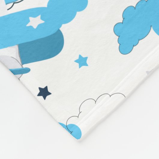 Cute White & Blue Planes and Clouds Kinder Monogra Fleece Deken (Hoek)