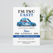 Cute White & Blue Race Auto Two Fast 2de verjaarda Kaart (Staand voorkant)