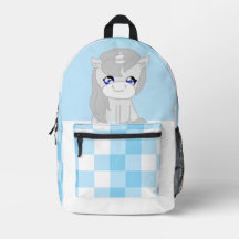 Cute White & Blue Unicorn Themed Backpack