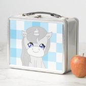 Cute White & Blue Unicorn Themed Lunchbox (In situ)