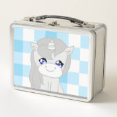 Cute White & Blue Unicorn Themed Lunchbox (Voorkant)