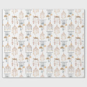 Cute White Boho Speelgoed Pattern Illustratie Cadeaupapier (Vlak)