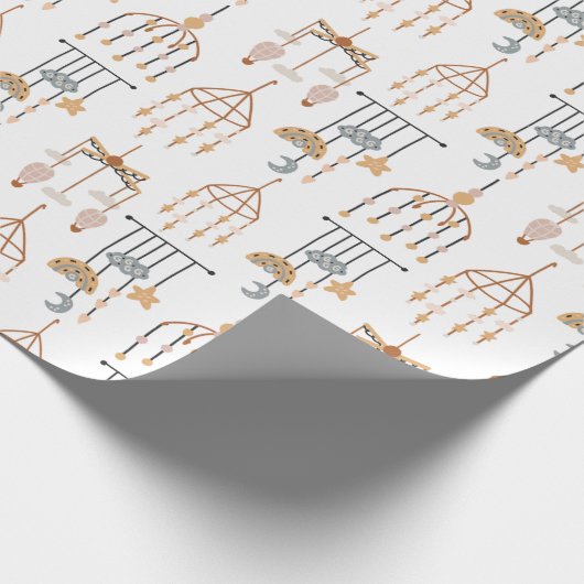 Cute White Boho Speelgoed Pattern Illustratie Cadeaupapier (Hoek)