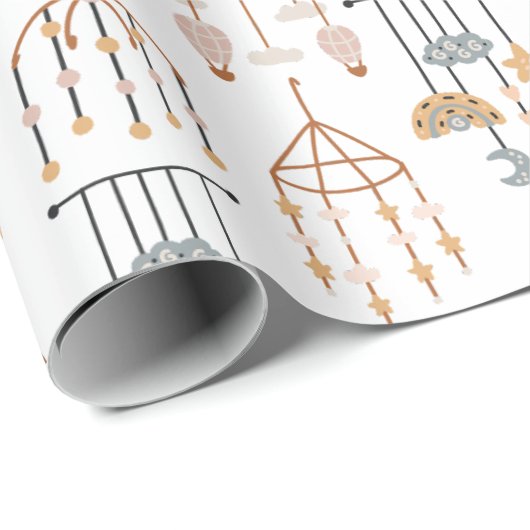 Cute White Boho Speelgoed Pattern Illustratie Cadeaupapier (Rol Hoek)