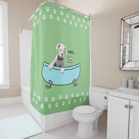 Cute White Boxer Dog - Shower Curtain Douchegordijn (In situ)