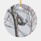 Cute White-Breasted Nuthatch Ornament (Voorkant)
