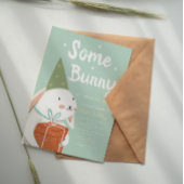 Cute White Bunny 1st Birthday Invitation Kaart