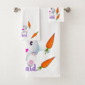 Cute White Bunny & Carrots Bad Handdoek (Insitu)