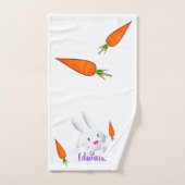 Cute White Bunny & Carrots Bad Handdoek (Handdoek)