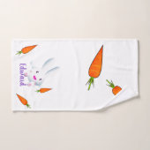 Cute White Bunny & Carrots Bad Handdoek (Handdoek)