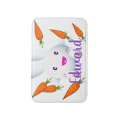 Cute White Bunny & Carrots Badmat (Voorkant Verticaal)