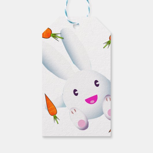 Cute White Bunny & Carrots Cadeaulabel (Achterkant)