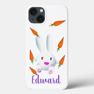 Cute White Bunny & Carrots Case-Mate iPhone Case