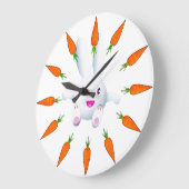 Cute White Bunny & Carrots Grote Klok (Hoek)
