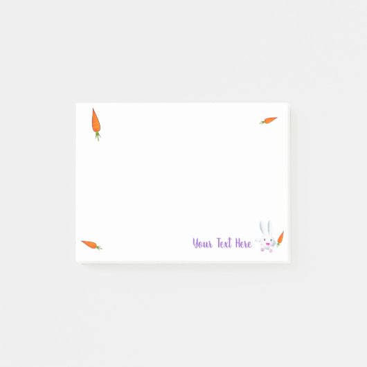 Cute White Bunny & Carrots Post-it® Notes (Voorkant)