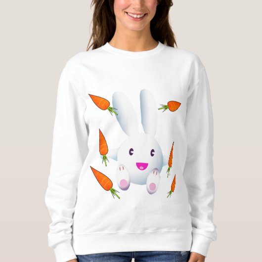 Cute White Bunny & Carrots Trui (Voorkant)