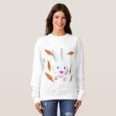 Cute White Bunny & Carrots Trui (Voorkant volledig)