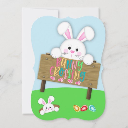 Cute White Bunny Easter Hunt Kaart (Achterkant)