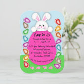 Cute White Bunny Easter Hunt Kaart (Staand voorkant)