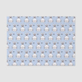 Cute White Bunny Faces and Hearts Pattern Blue Tissuepapier (Voorkant)
