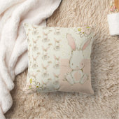 Cute White Bunny Floral Nursery Kussen (Deken)