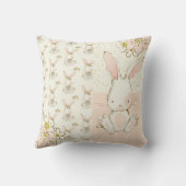 Cute White Bunny Floral Nursery Kussen (Achterkant)