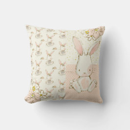 Cute White Bunny Floral Nursery Kussen