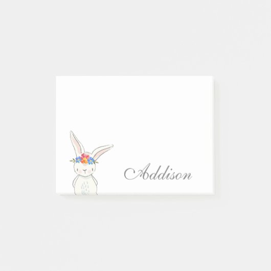 Cute White Bunny Flower Crown Post-it® Notes (Voorkant)