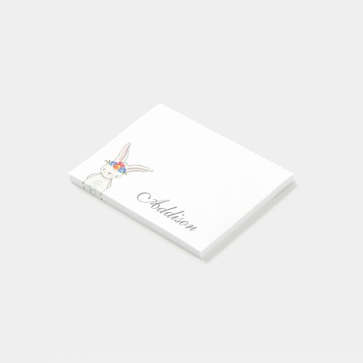 Cute White Bunny Flower Crown Post-it® Notes (Schuin)