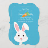 Cute White Bunny Invitation Kaart (Voorkant / Achterkant)