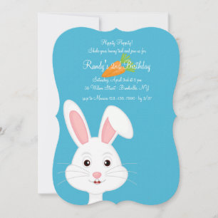 Cute White Bunny Invitation Kaart