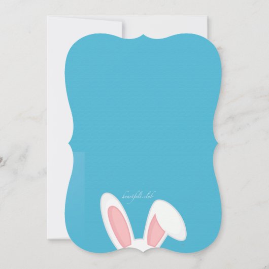 Cute White Bunny Invitation Kaart (Achterkant)