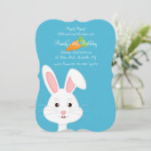 Cute White Bunny Invitation Kaart (Staand voorkant)