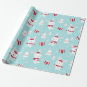 Cute White Bunny-kerstpatroon Cadeaupapier (Uitgerold)